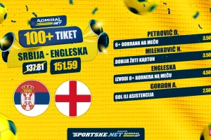 AdmiralBet 100+ tiket - Srbi i Englezi za kvotu 151,59!